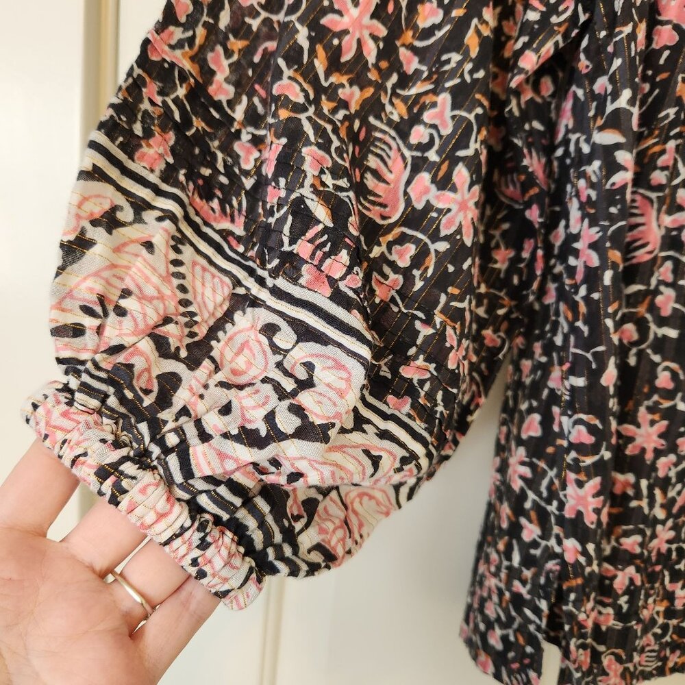 Cleobella Brynlee Floral Ruffle Long Sleeve Blouse Top Tassels Cottagecore Cute - Picture 6 of 11